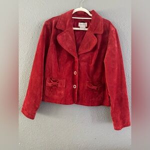 Live a Little Red leather suede Blazer Jacket